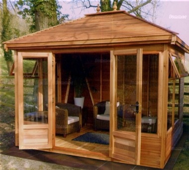 Hipped Summerhouse 681 - Low Level Glazing, Double Door