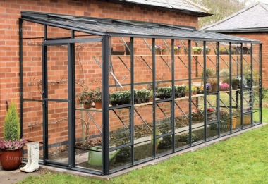 Aluminium Lean To Greenhouse 691 - Toughened Glass Aluminium Lean To Greenhouse 691 - Toughened Glass