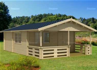 Three Room Apex Log Cabin 807 - Double Door, Verandah