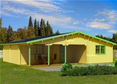 Four Room Apex Log Cabin 825 - Double Glazed, Integral Porch