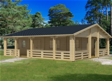 Four Room Side Door Apex Log Cabin 827 - Double Glazed, Verandah