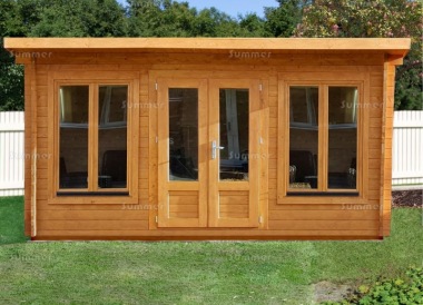 Double Door 45mm Pent Roof Log Cabin 026 - Double Glazed Double Door 45mm Pent Roof Log Cabin 026 - Double Glazed