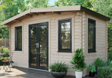 45mm Apex Log Cabin 917 - Double Glazed PVCu, Large Panes 45mm Apex Log Cabin 917 - Double Glazed PVCu, Large Panes