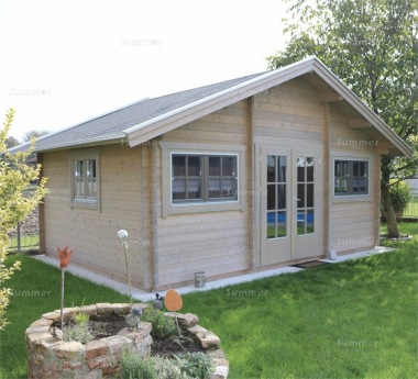 Two Room 45mm Apex Log Cabin 758 - Georgian, Double Glazed