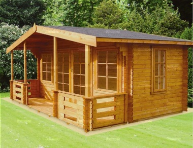 Georgian Apex Double Door Log Cabin 134 - Verandah, FSC® Certified