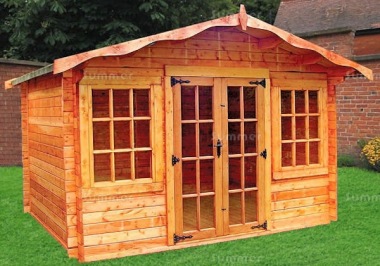 Georgian Apex Double Door 34mm Log Cabin 165