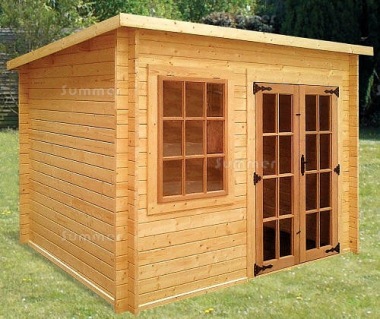 Georgian Double Door 34mm Pent Roof Log Cabin 168