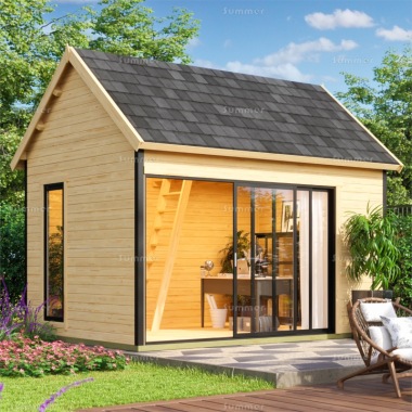 Side Door Apex Log Cabin 42 - Modern Aluminium Hybrid, FSC® Certified