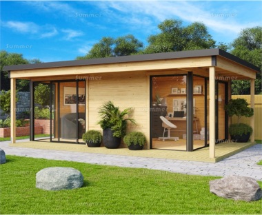 Two Room 45mm Log Cabin 153 - Modern Aluminium Hybrid, FSC® Certified