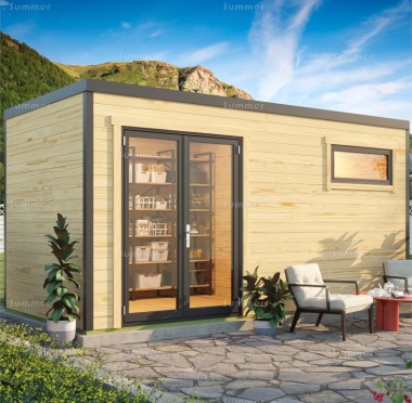 Two Room 45mm Log Cabin 333 - Modern Aluminium Hybrid, FSC® Certified