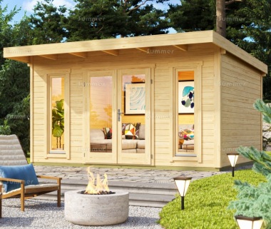 45mm Pent Roof Log Cabin 481 - Double Glazed, FSC® Certified