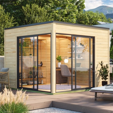 28mm Pent Log Cabin 658 - Modern Aluminium Hybrid, PEFC Certified