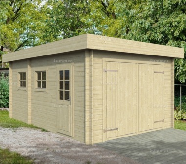 Wooden Log Garage 899 - Pent, Personnel Door, Double Glazed