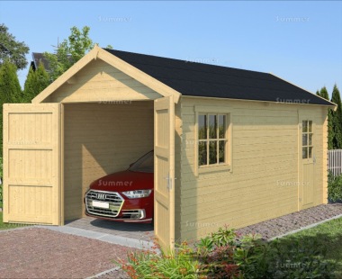 Wooden Log Garage 634 - Hinged Doors, PEFC Certified