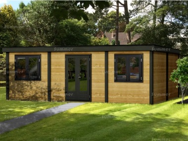 Double Door 28mm Pent Roof Log Cabin 228 - Double Glazed