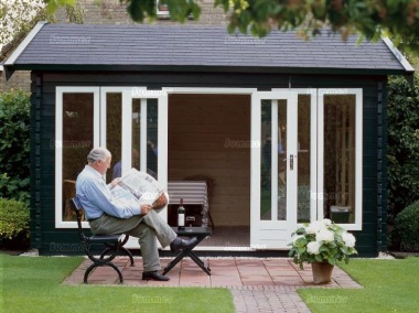 Side Door Apex Log Cabin 289 - Bespoke, Large Panes