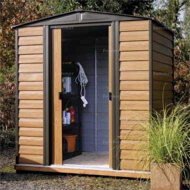 Apex Metal Shed 512 - Woodgrain Effect, Optional Installation