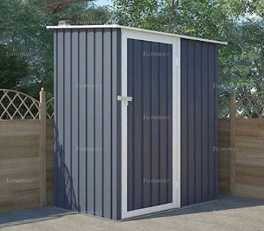 Pent Metal Shed 387 - Hinged Door, Galvanized Steel