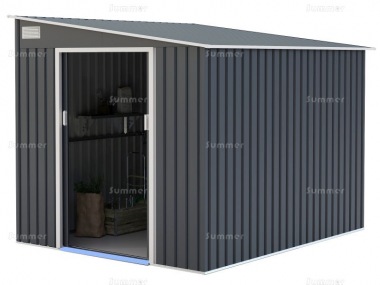 Pent Metal Shed 391 - Sliding Door, Galvanized Steel