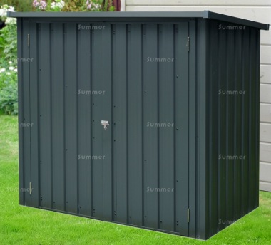 Pent Metal Shed 418 - Hinged Double Doors, Galvanized Steel