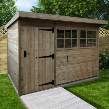 Pent Shed 935 - Heavy Duty Floor, Georgian Glazing