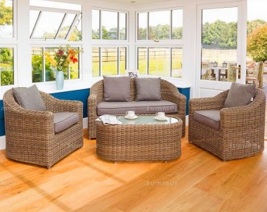 4 Seater Rattan Lounge Set 582 - Aluminium Frame, Cushions Included