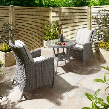 2 Seat Rattan Bistro Set 778 - Aluminium Frame, Cushions Included