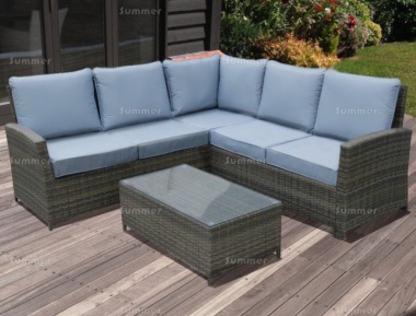 6 Seater Rattan Corner Lounge Set 611 - Aluminium Frame, 100mm Cushions