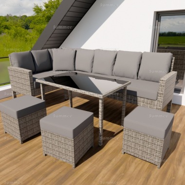 8 Seater Rattan Corner Dining Set 230 - Steel Frame, Cushions 8 Seater Rattan Corner Dining Set 230 - Steel Frame, Cushions