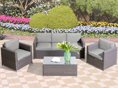 5 Seater Rattan Lounge Set 243 - Steel Frame, 80mm Cushions