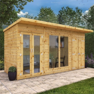 Two Room Pent Summerhouse 335 - Shiplap, Double Doors