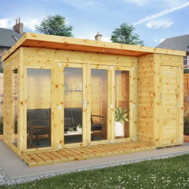 Two Room Pent Summerhouse 344 - Shiplap, Folding Doors