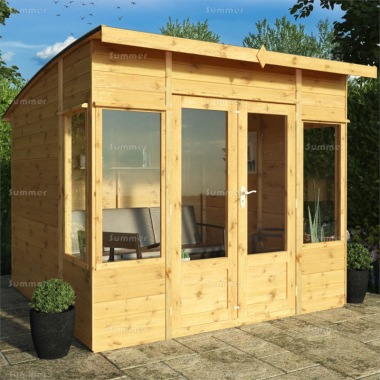 Pent Summerhouse 225 - Large Panes, Double Door