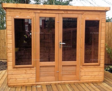 Pent Summerhouse 177 - Low Level Glazing, Double Door