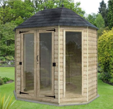 Octagonal Summerhouse 232 - Slate Effect Roof, Large Panes Octagonal Summerhouse 232 - Slate Effect Roof, Large Panes