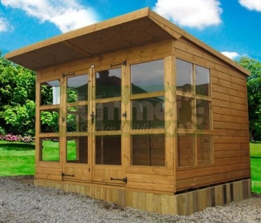 Pent Summerhouse 266 - Shiplap, Double Door, Fitted Free