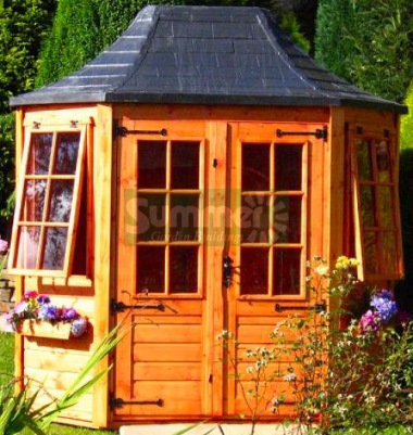 Georgian Octagonal Summerhouse 164 - Slate Effect Roof, Fitted Free