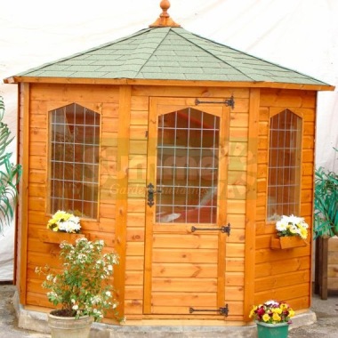 Leaded Octagonal Summerhouse 165 - Shiplap, Single Door, Fitted Free