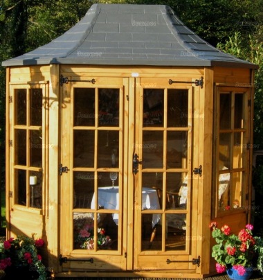 Georgian Octagonal Summerhouse 168 - Slate Effect Roof, Fitted Free