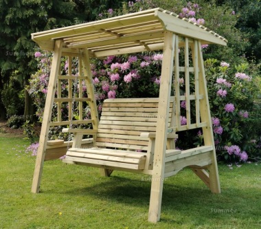 Pressure Treated Swing Seat 643 - Slatted Roof, Trellis