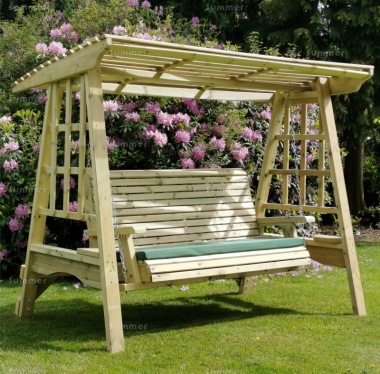 Pressure Treated Swing Seat 644 - Slatted Roof, Trellis