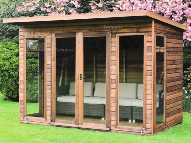 Pent Summerhouse 46 - Low Level Glazing, Double Door