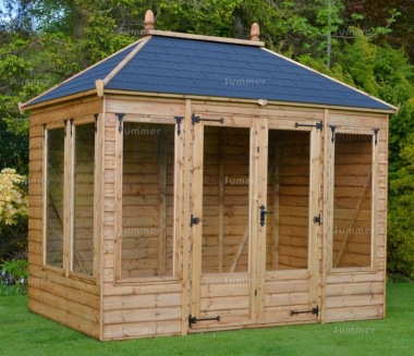 Hipped Summerhouse 911 - Low Level Glazing, Double Door