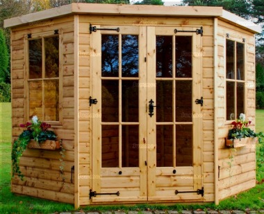 Corner Summerhouse 921 - Georgian, Double Doors