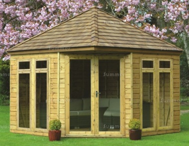 Corner Summerhouse 98 - Large Panes, Double Door