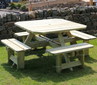 8 Seater Square Picnic Bench 680 - Pressure Treated