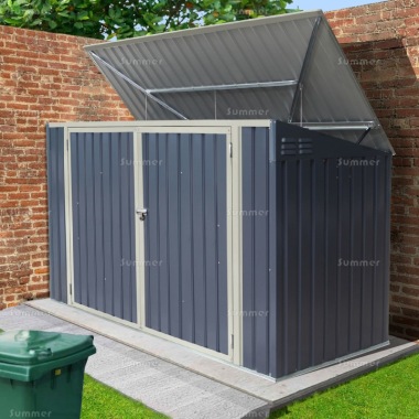 Metal Wheelie Bin Store 181 - Galvanized Steel Triple Bin Cover Metal Wheelie Bin Store 181 - Galvanized Steel Triple Bin Cover