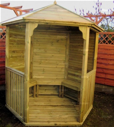 Gazebo 210 - Hexagonal, Pressure Treated, Slatted Roof