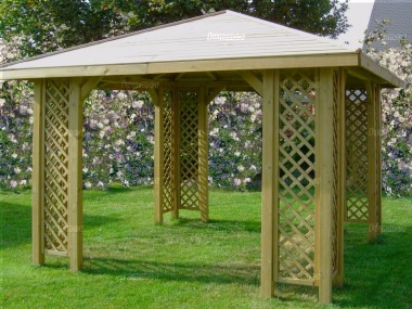 Gazebo 221 - Hipped, Pressure Treated, Trellis