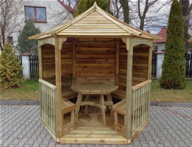 Gazebo 230 - Hexagonal, Pressure Treated, Slatted Roof